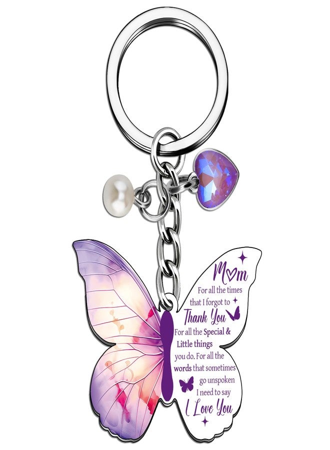 igvean Mothers Day Gifts for Moms Mom Gift from Daughter Son Purple Butterfly Gifts for Moms Best Mom Ever Gift Butterfly Keychain Unique Christmas Birthday Present for Mother I Love You Mama Key Ring - Image 1